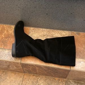 Black extended calf boots